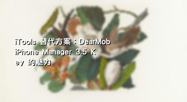 iTools 替代方案：DearMob iPhone Manager 3.5 Key 的魅力