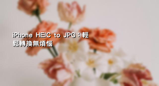 iPhone HEIC to JPG：輕鬆轉換無煩惱