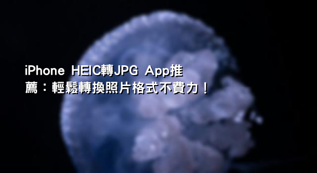 iPhone HEIC轉JPG App推薦：輕鬆轉換照片格式不費力！