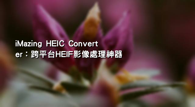 iMazing HEIC Converter：跨平台HEIF影像處理神器