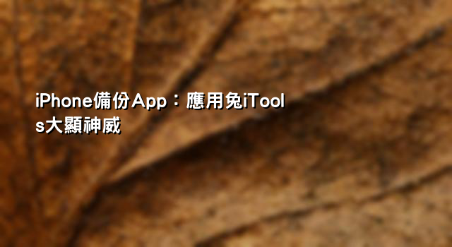 iPhone備份App：應用兔iTools大顯神威