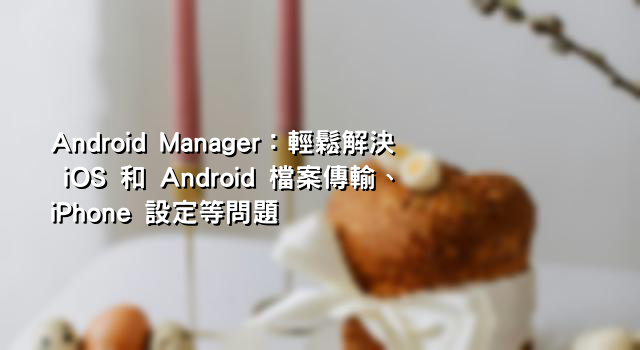 Android Manager：輕鬆解決 iOS 和 Android 檔案傳輸、iPhone 設定等問題
