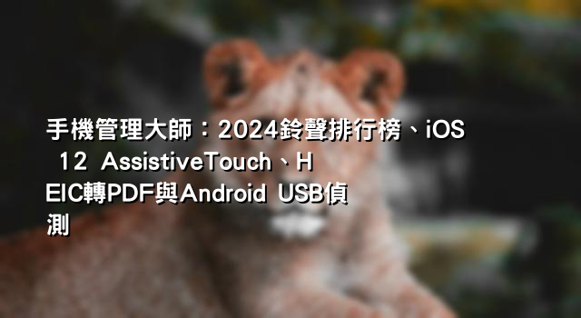 手機管理大師：2024鈴聲排行榜、iOS 12 AssistiveTouch、HEIC轉PDF與Android USB偵測